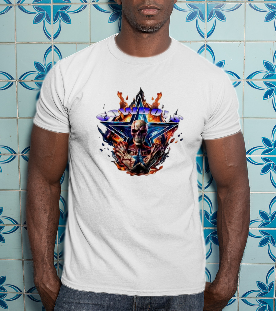Cowboys Skeleton Star Flames T-Shirt
