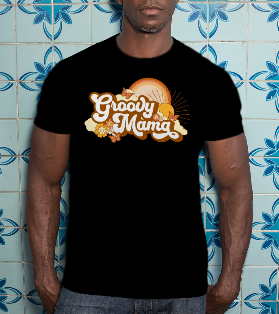 Groovy Mama Retro Sunflower Butterflies T-Shirt