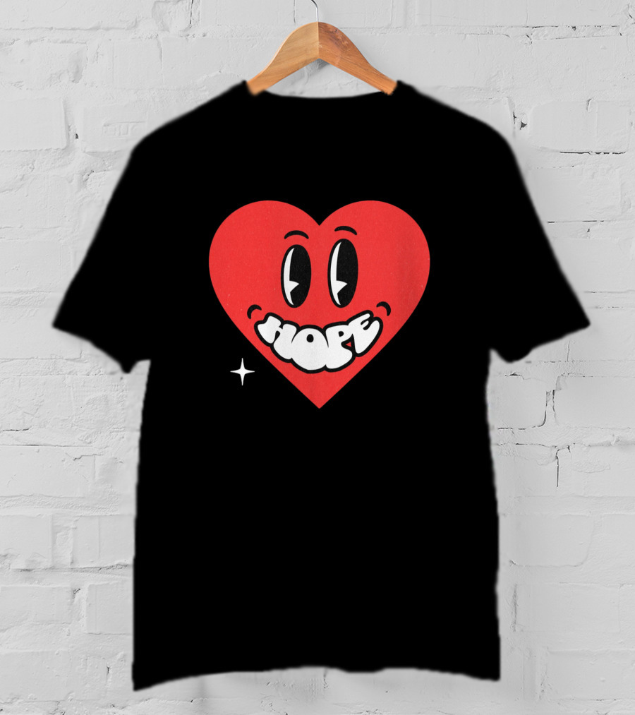 Hope Heart With Cartoon Eyes And Sparkle T-Shirt