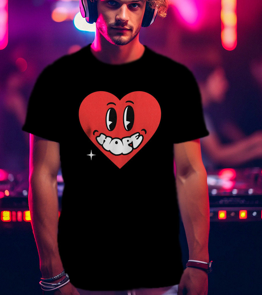 Hope Heart With Cartoon Eyes And Sparkle T-Shirt