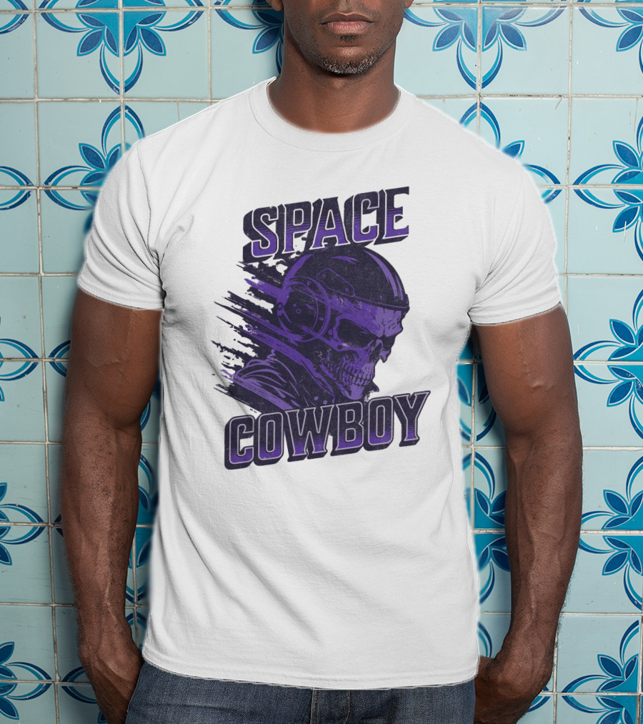Space Cowboy Skull Helmet Cosmic Adventure T-Shirt