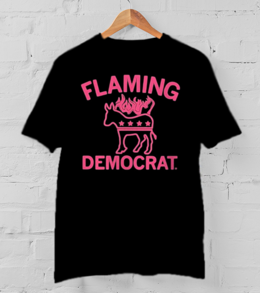 Flaming Democrat Donkey With Stars And Flames T-Shirt