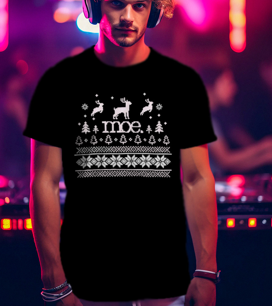 Moe Reindeer Ugly Christmas Sweater Snowflakes Trees T-Shirt