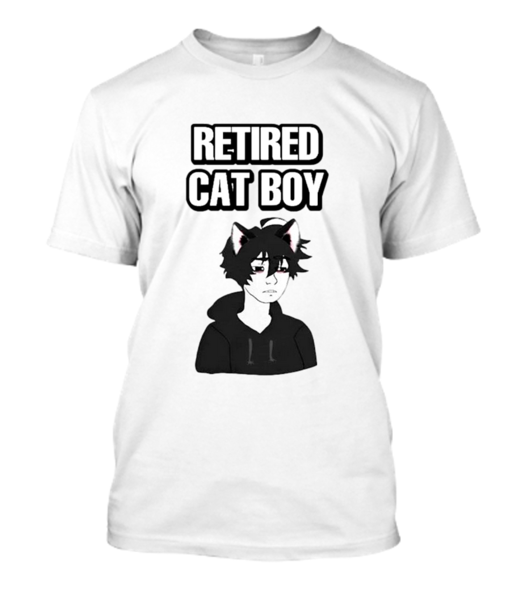 RETired Cat Boy With Black Hoodie And Cat Ears T-Shirt