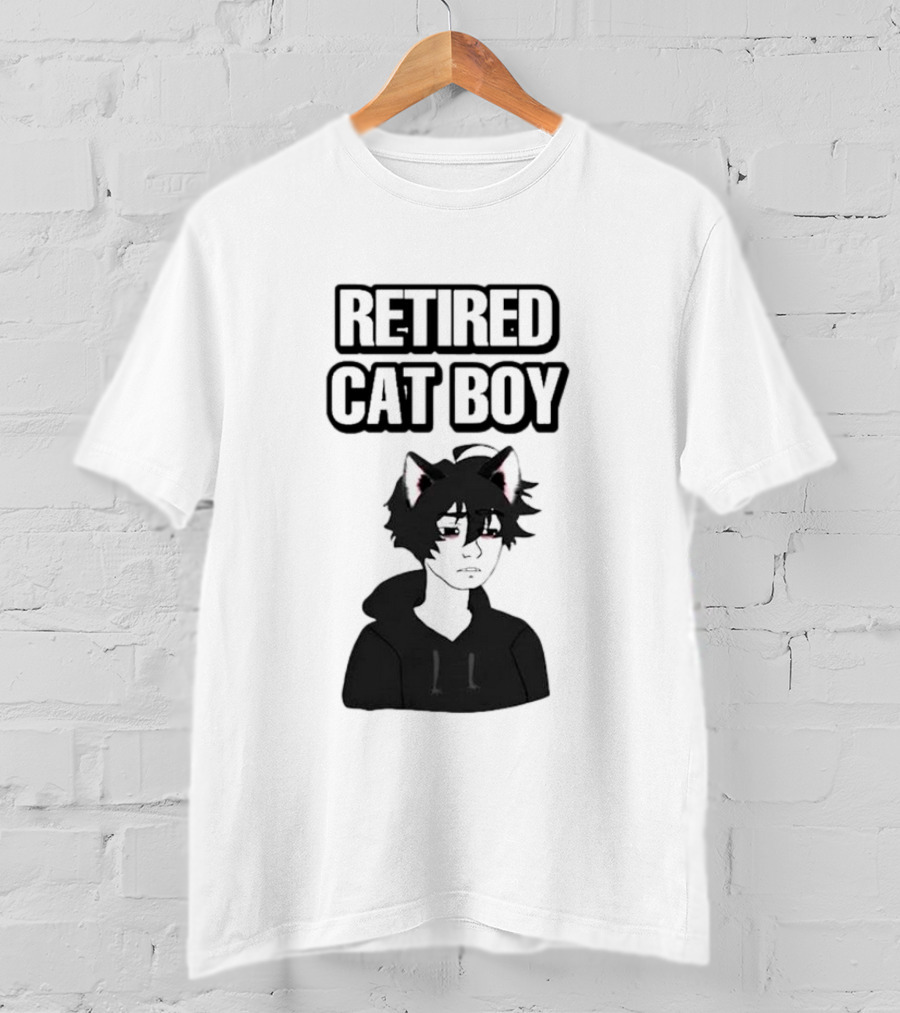 RETired Cat Boy With Black Hoodie And Cat Ears T-Shirt