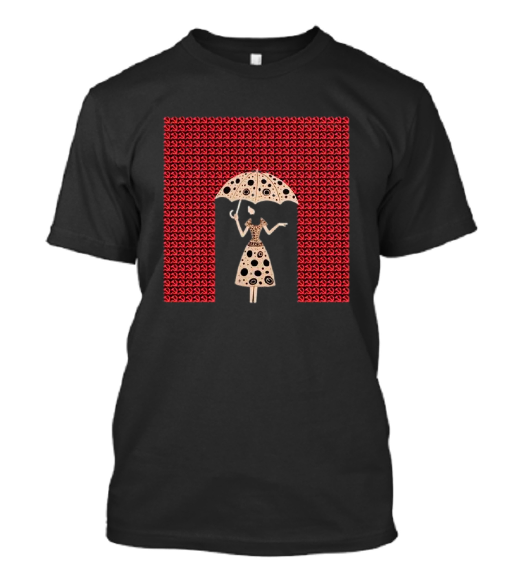 It’s All Around You Artisan Series Umbrella Pattern Black And Red T-Shirt
