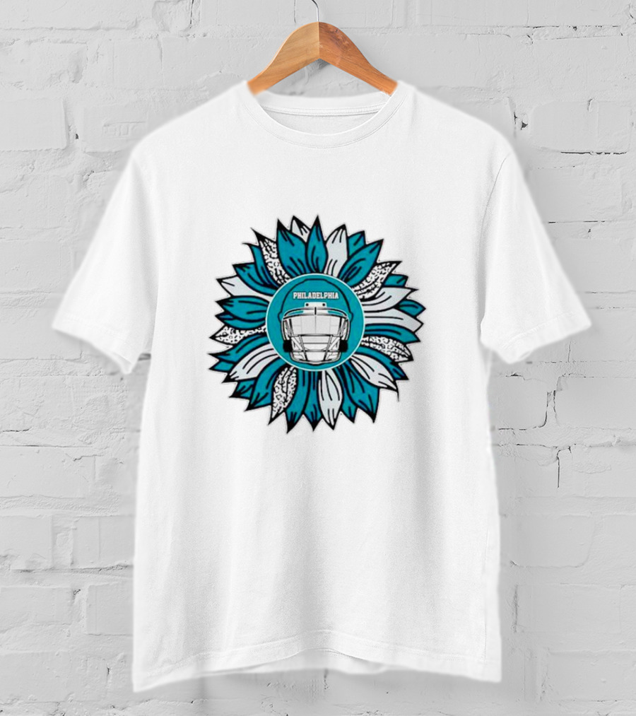 Philadelphia Eagles Football Helmet Sunflower T-Shirt