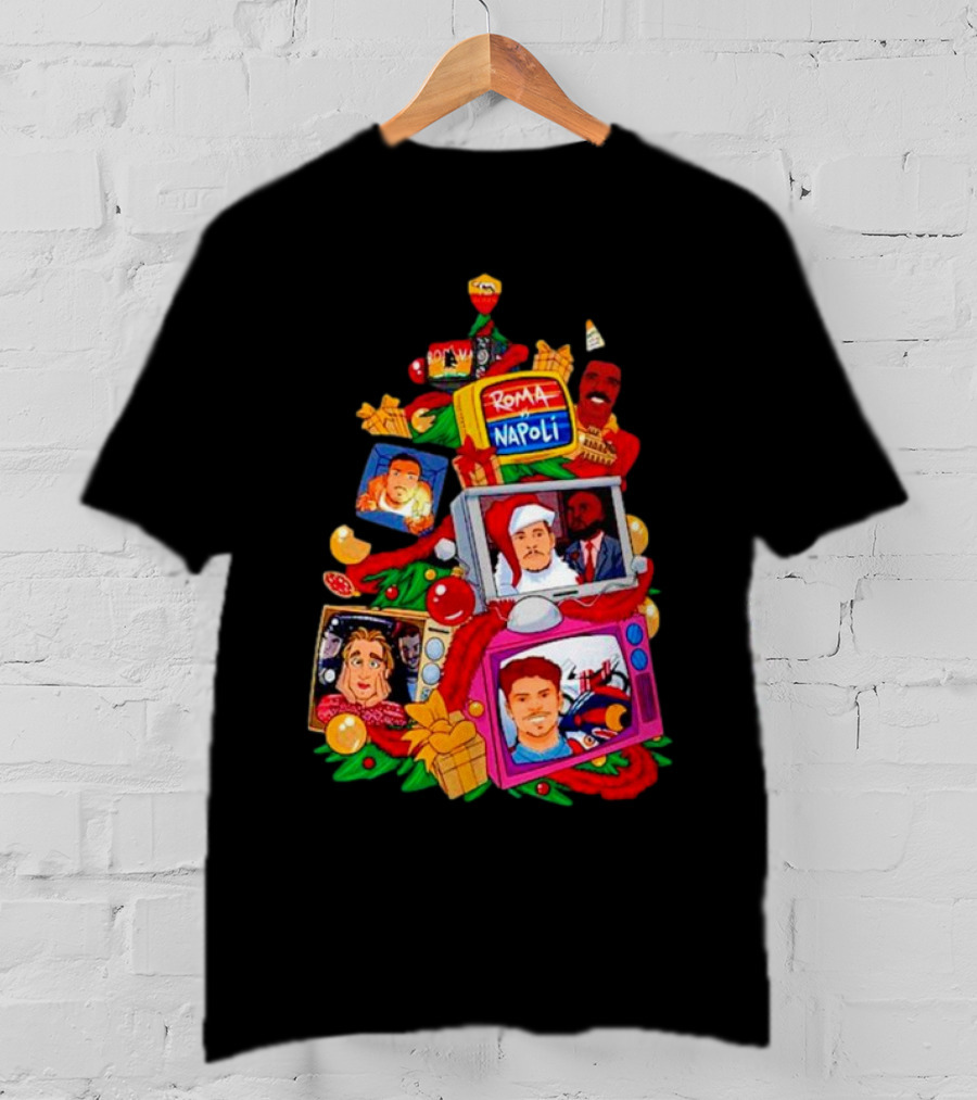 Roma Napoli Matchday Christmas Tree With Television Characters T-Shirt