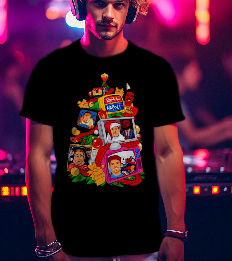 Roma Napoli Matchday Christmas Tree With Television Characters T-Shirt