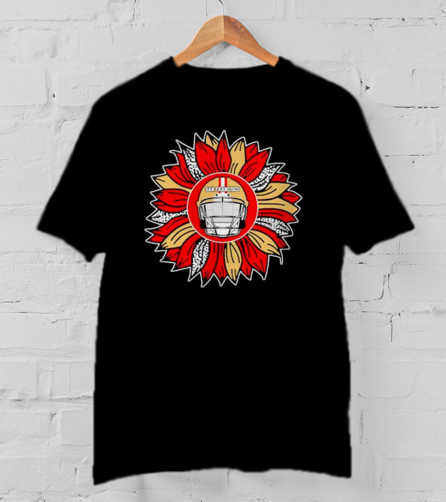 San Francisco 49ers Football Helmet Sunflower T-Shirt
