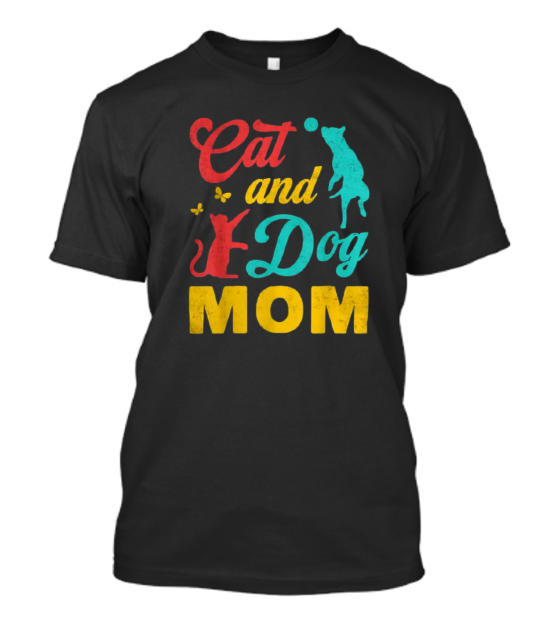Cat And Dog Mom Vintage Mothers Day Cat Dog Lover Mama T-Shirt