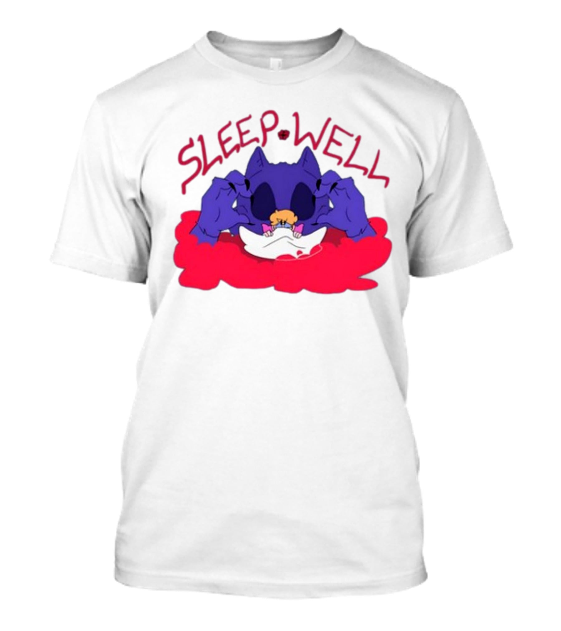 Sleep Well Monster Cartoon Creature Holding Tiny Figure T-Shirt
