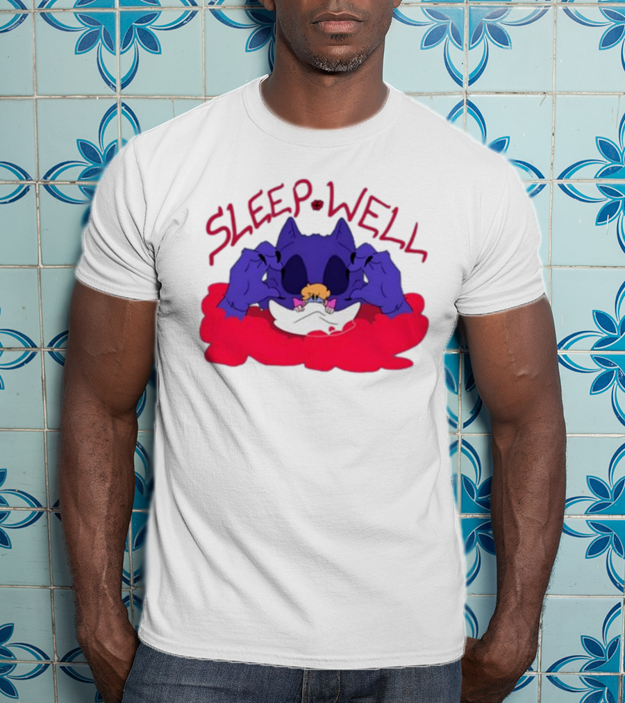 Sleep Well Monster Cartoon Creature Holding Tiny Figure T-Shirt