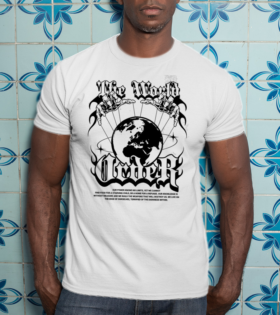 The World Order Global Control Earth In Hands Dark Gothic T-Shirt