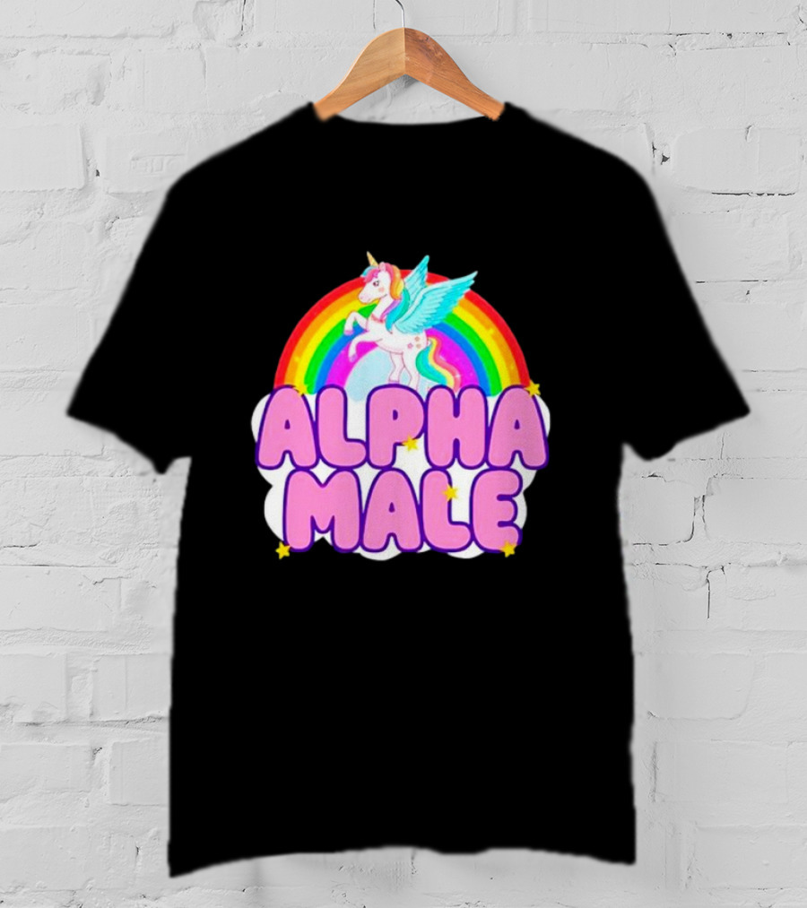 Alpha Male Unicorn Rainbow Cloud T-Shirt