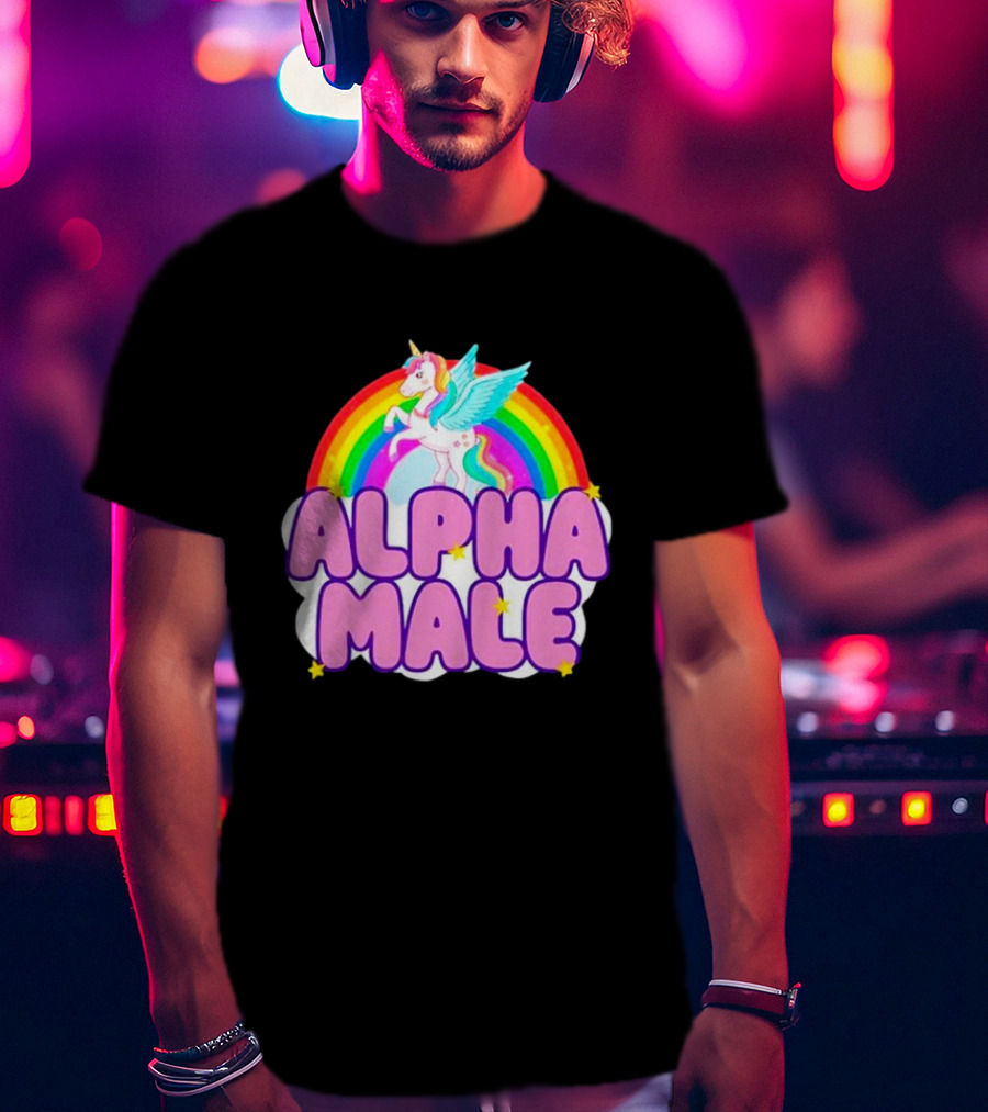 Alpha Male Unicorn Rainbow Cloud T-Shirt