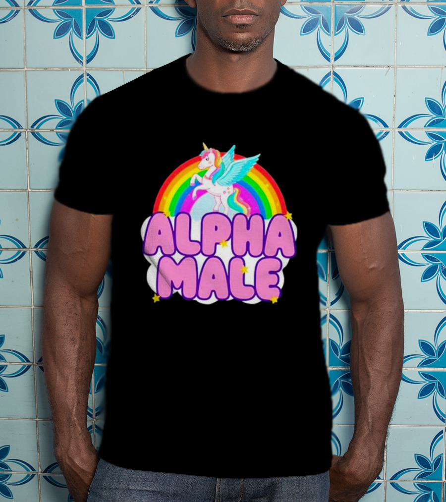 Alpha Male Unicorn Rainbow Cloud T-Shirt