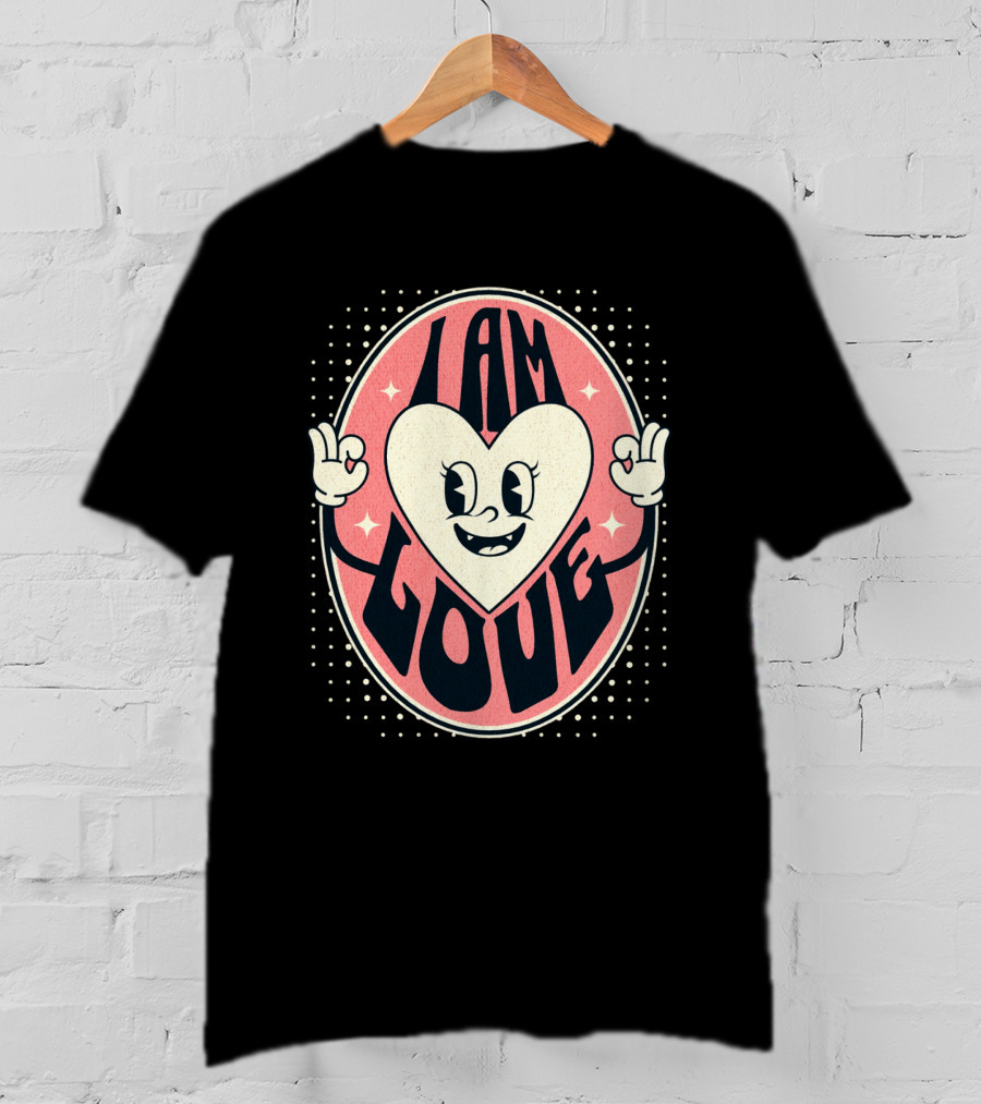 I Am Love Retro Heart Character Valentine's Day T-Shirt