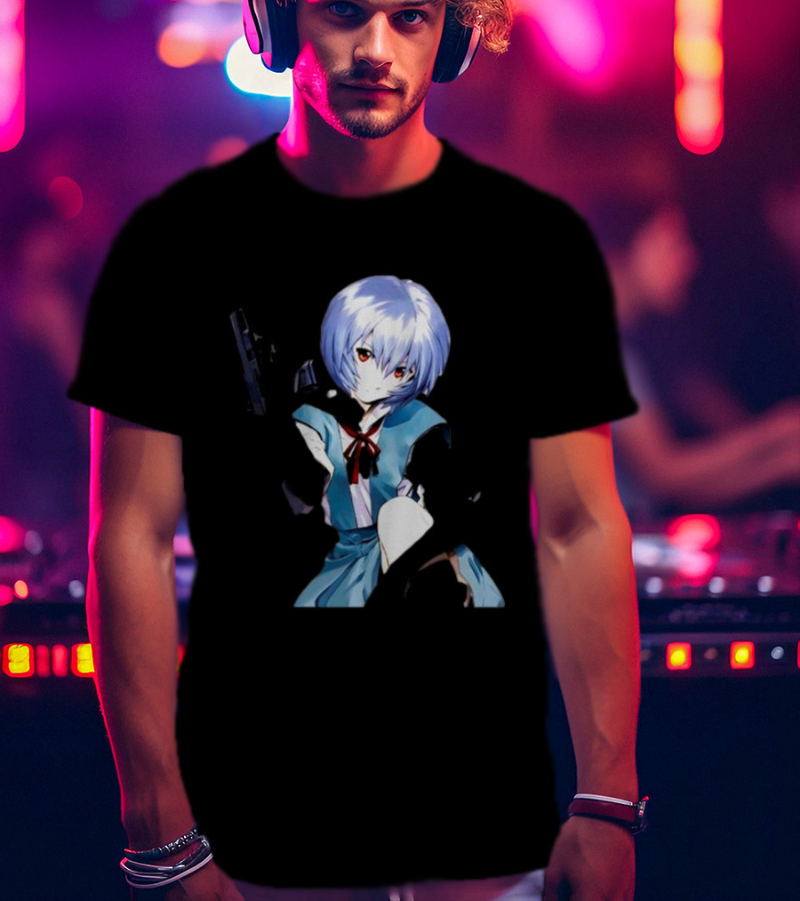 Zofrec Rei Anime Character Holding Gun T-Shirt