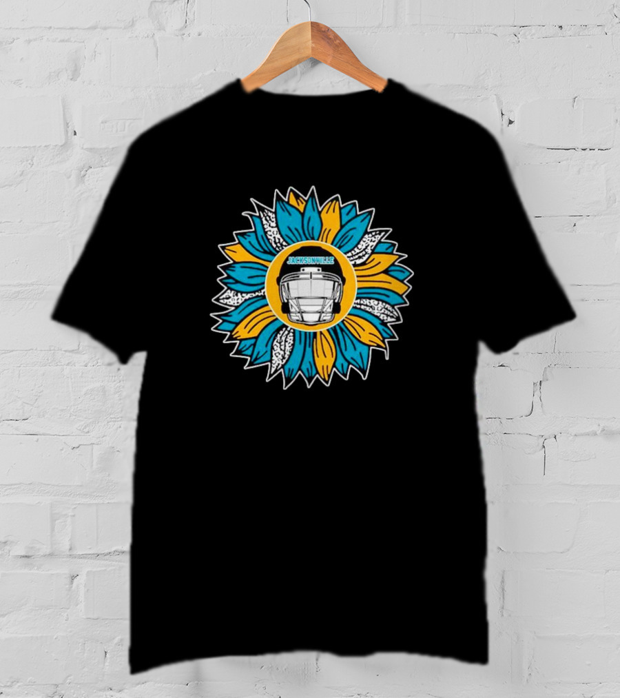 Jacksonville Jaguars Football Helmet Sunflower T-Shirt