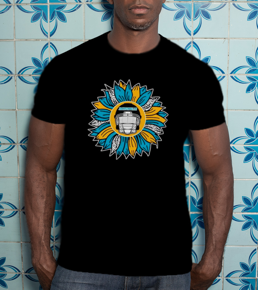 Jacksonville Jaguars Football Helmet Sunflower T-Shirt