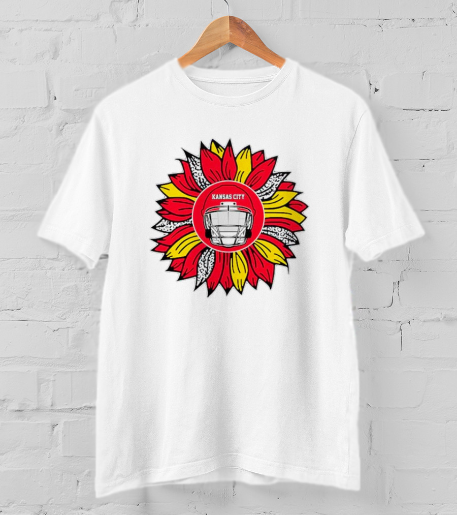 Kansas City Chiefs Football Helmet Sunflower T-Shirt