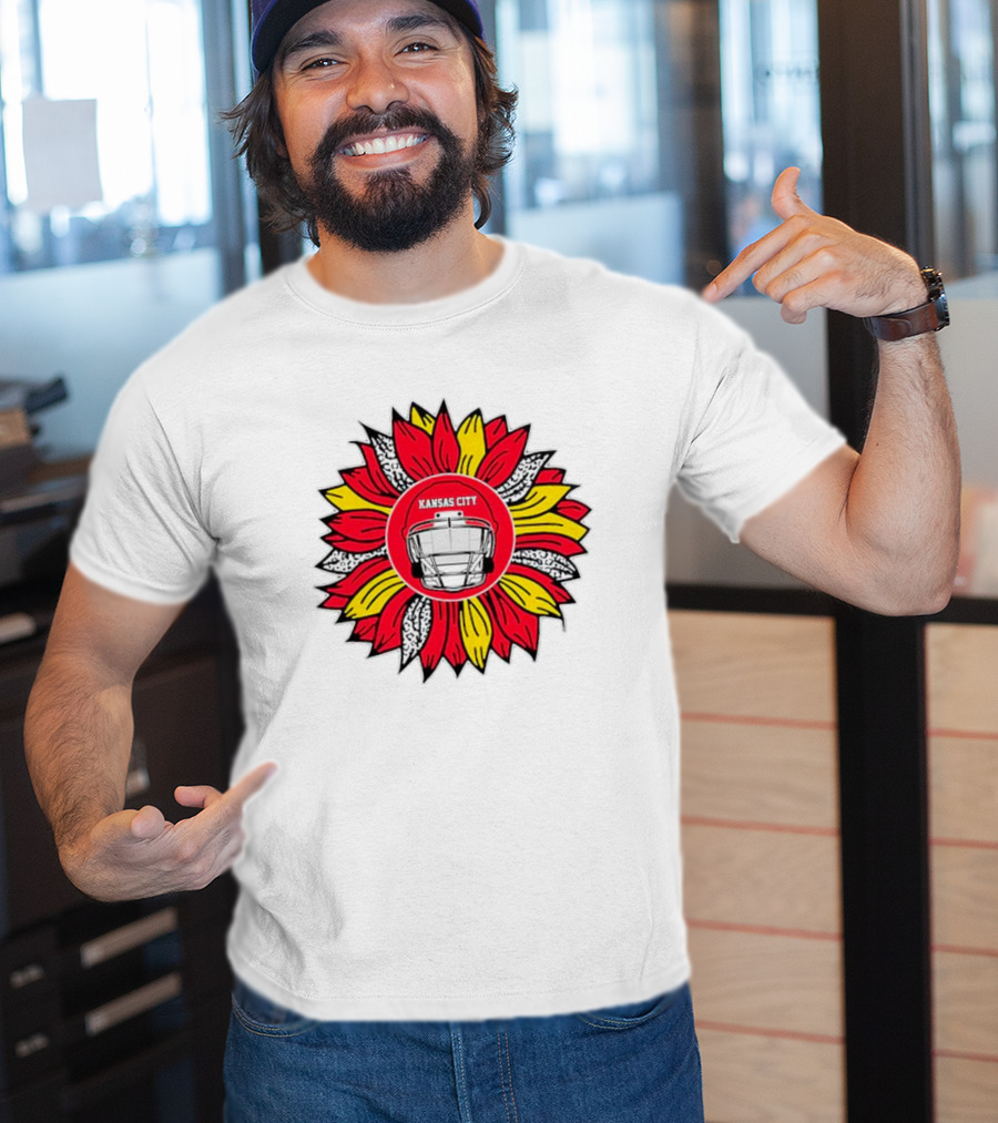 Kansas City Chiefs Football Helmet Sunflower T-Shirt