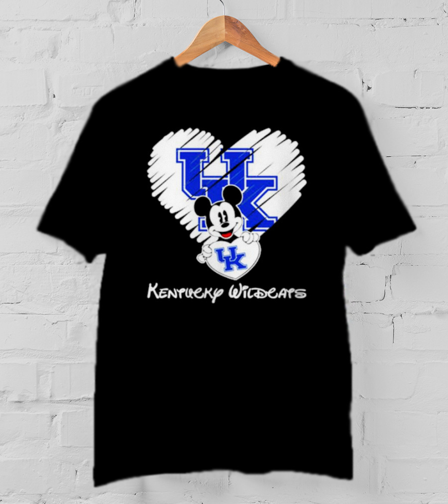 Kentucky Wildcats Heart With Mickey Mouse UK T-Shirt
