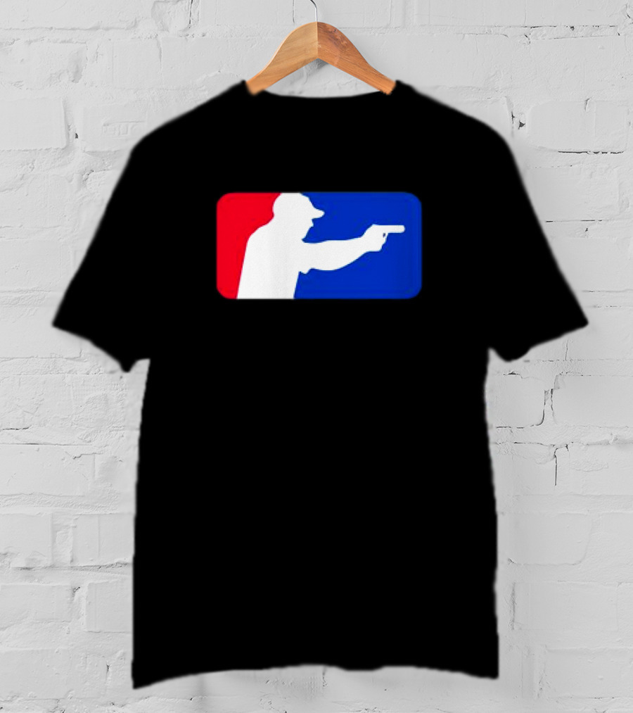 Major League Shooter Silhouette In Red White And Blue Rectangle T-Shirt