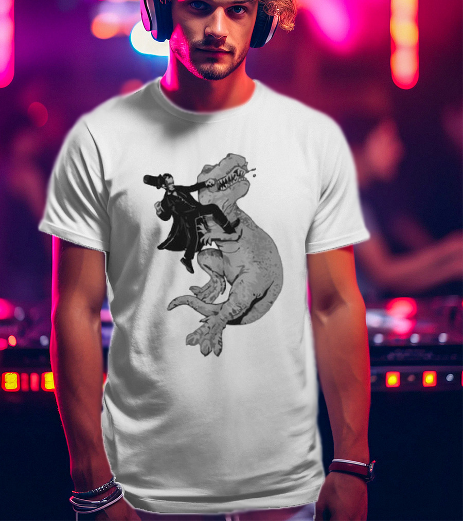Punching ARex Like A Boss Victorian Gentleman Fighting Dinosaur T-Shirt