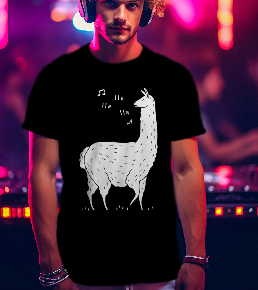 LLAMAS AND MUSICAL NOTES LLA LLA SONG OF THE LLAMA T-Shirt