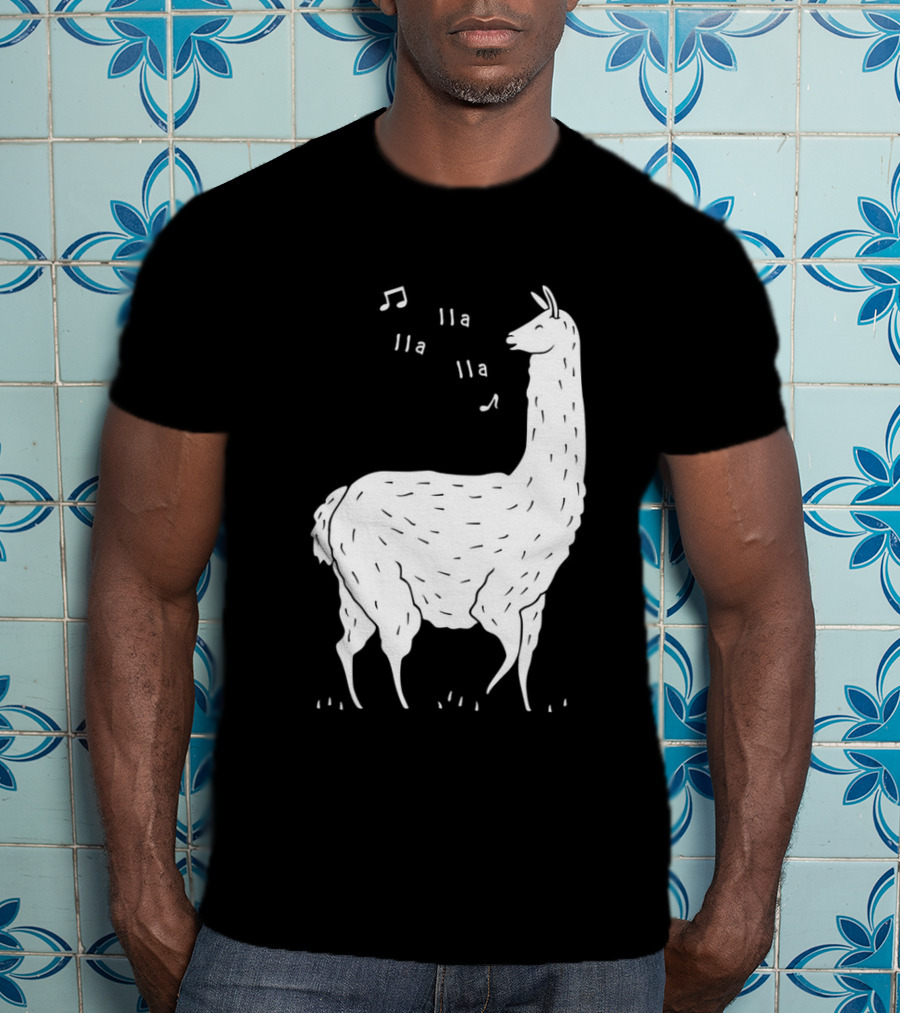 LLAMAS AND MUSICAL NOTES LLA LLA SONG OF THE LLAMA T-Shirt