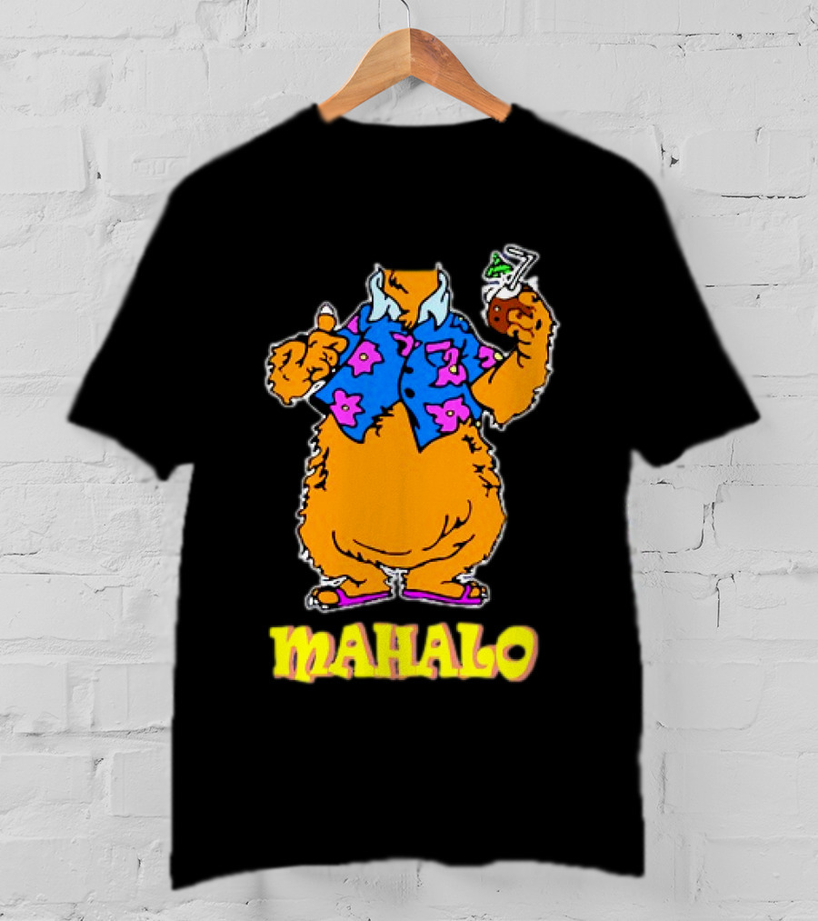 Tammy Mahalo Tropical Bear In Hawaiian Shirt With Drink T-Shirt
