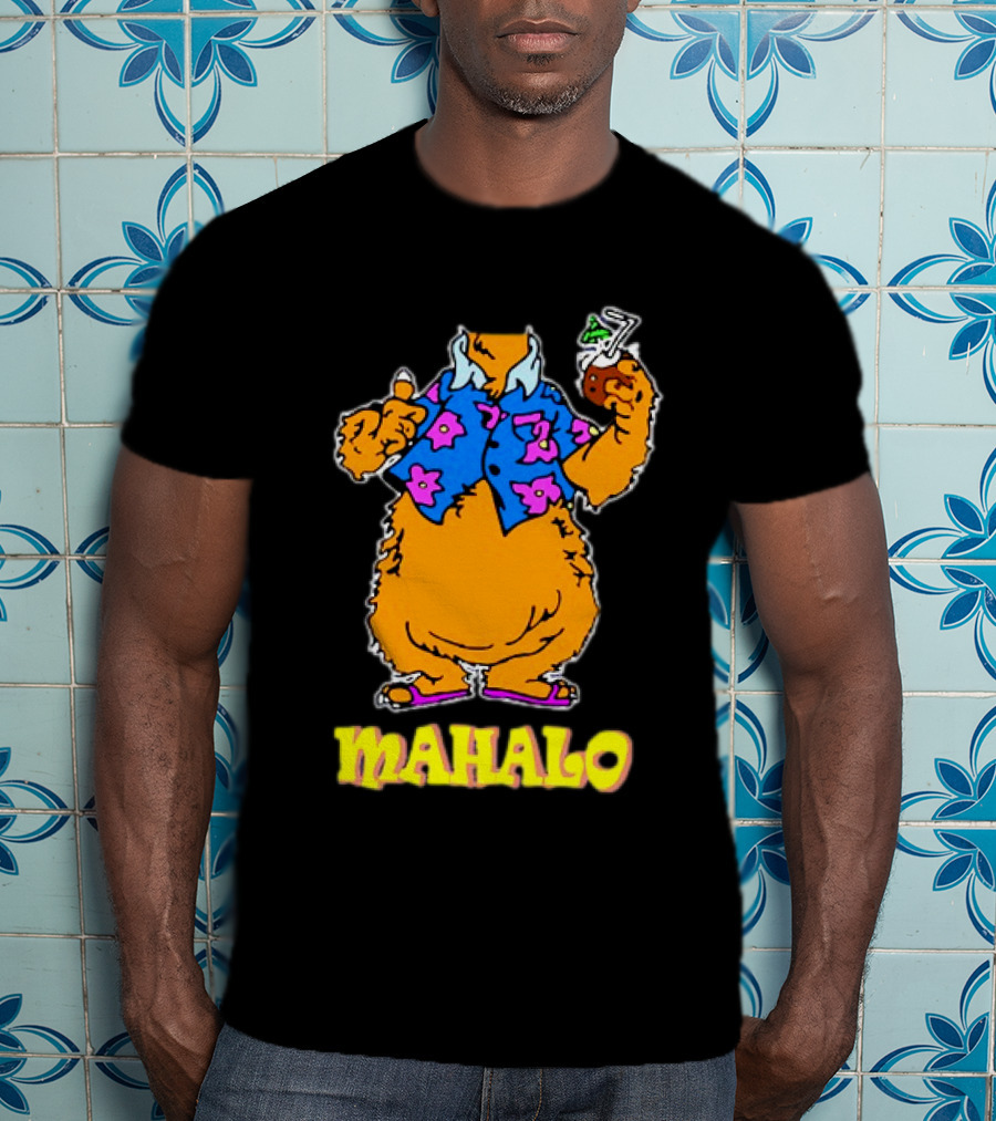 Tammy Mahalo Tropical Bear In Hawaiian Shirt With Drink T-Shirt