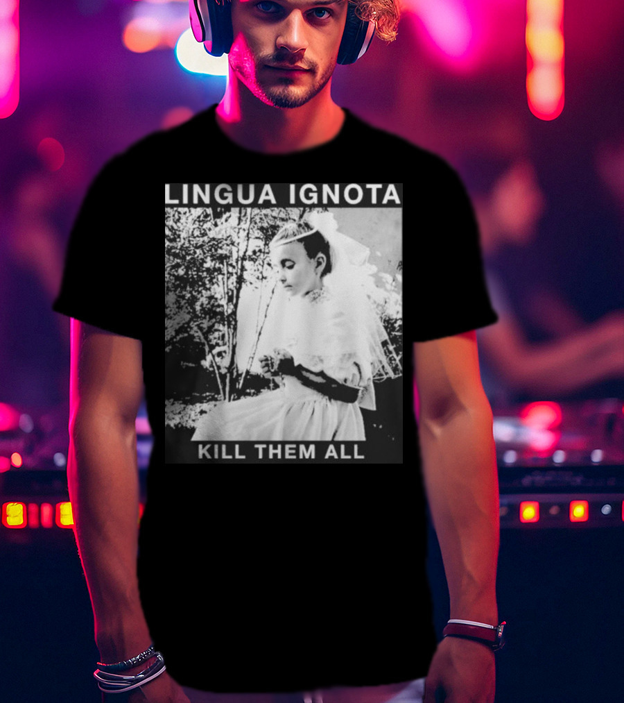 LINGUA IGNOTA KILL THEM ALL Veiled Bride Prayerful Pose T-Shirt