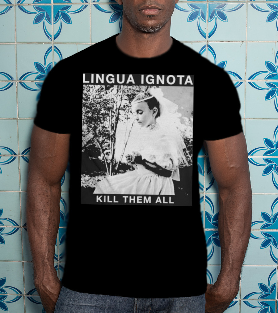 LINGUA IGNOTA KILL THEM ALL Veiled Bride Prayerful Pose T-Shirt