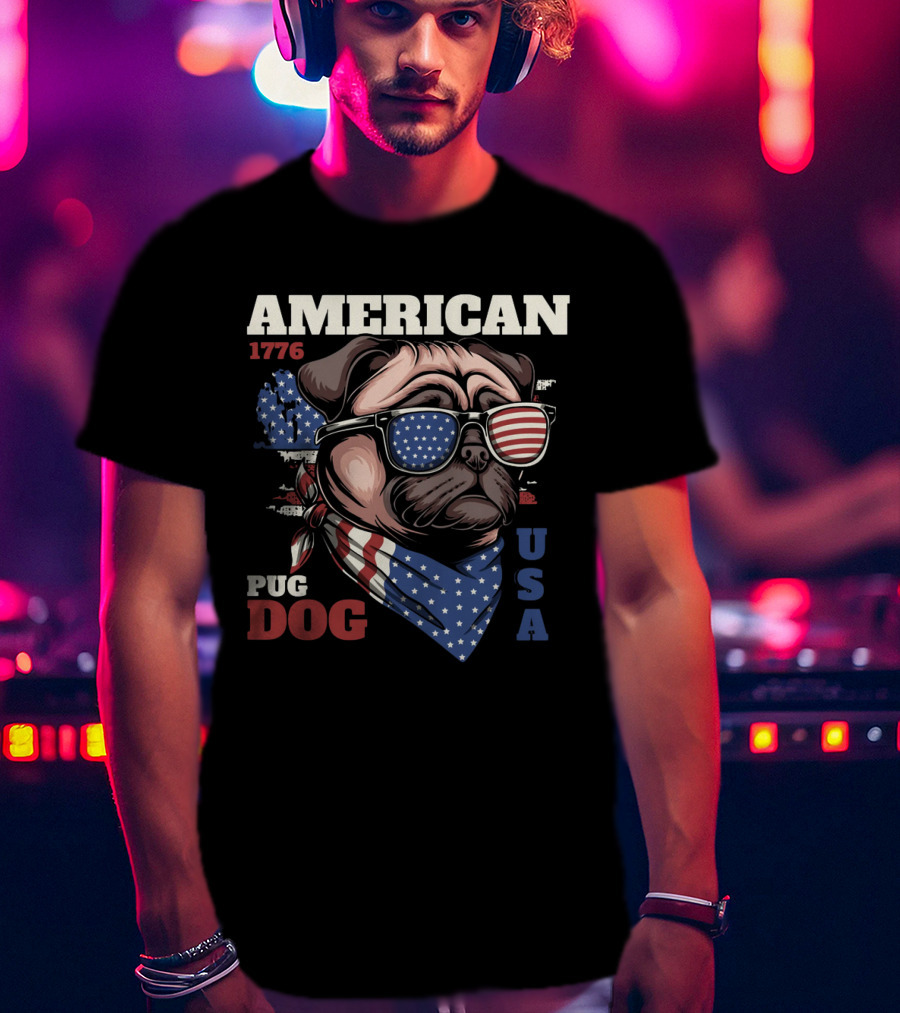 AMERICAN PUG DOG 1776 USA T-Shirt
