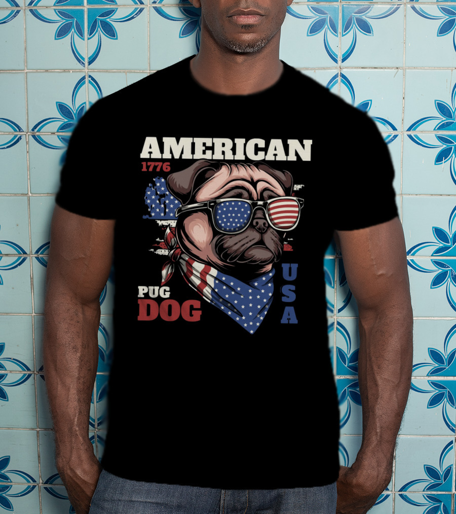 AMERICAN PUG DOG 1776 USA T-Shirt