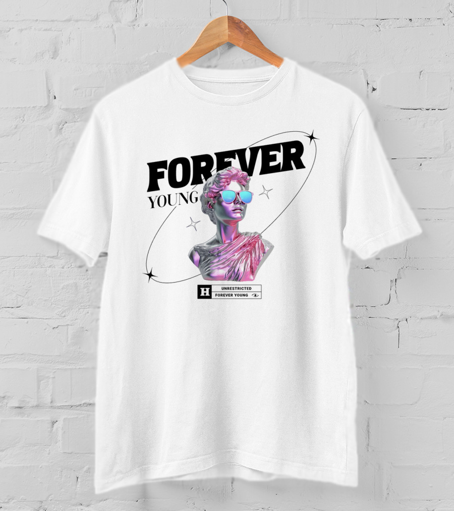 Forever Young Unrestricted Statue With Sunglasses T-Shirt
