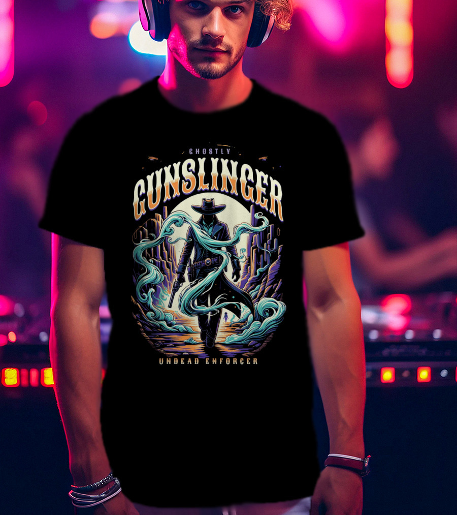 Ghostly Gunslinger Undead Enforcer T-Shirt