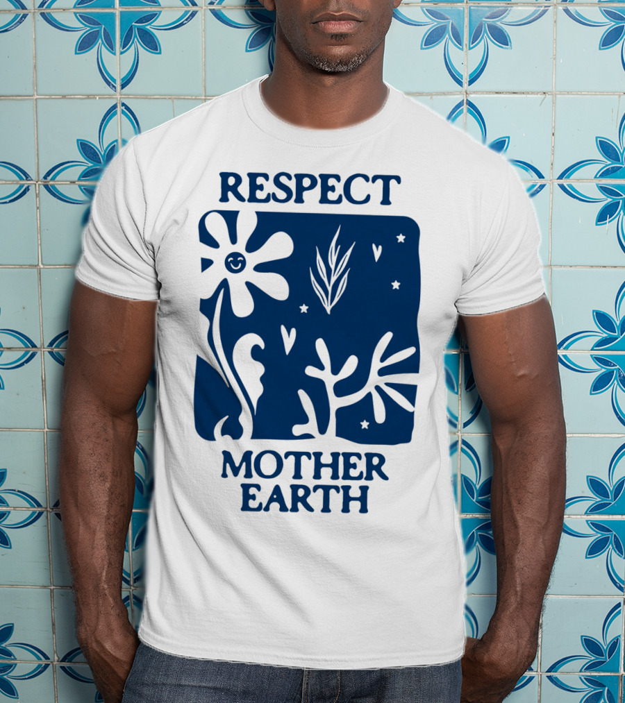 Respect Mother Earth Flower Stars Boho T-Shirt