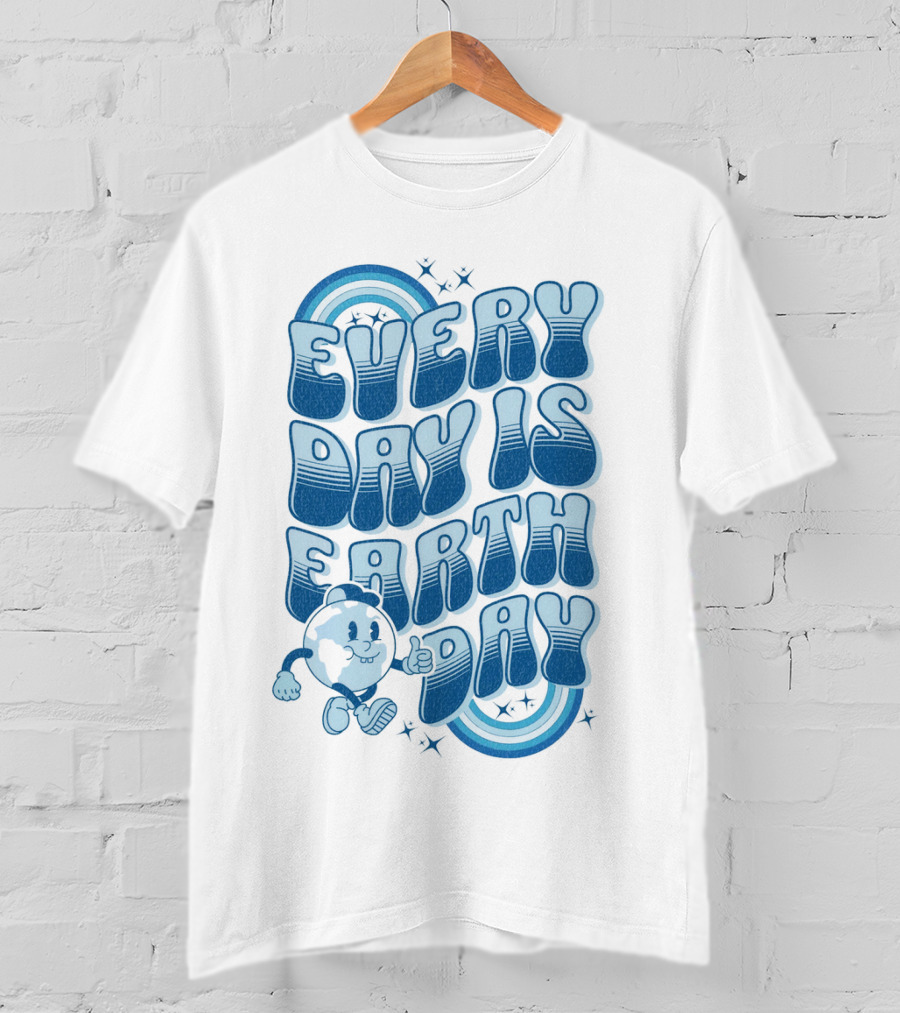 Every Day Is Earth Day Cartoon Planet T-Shirt