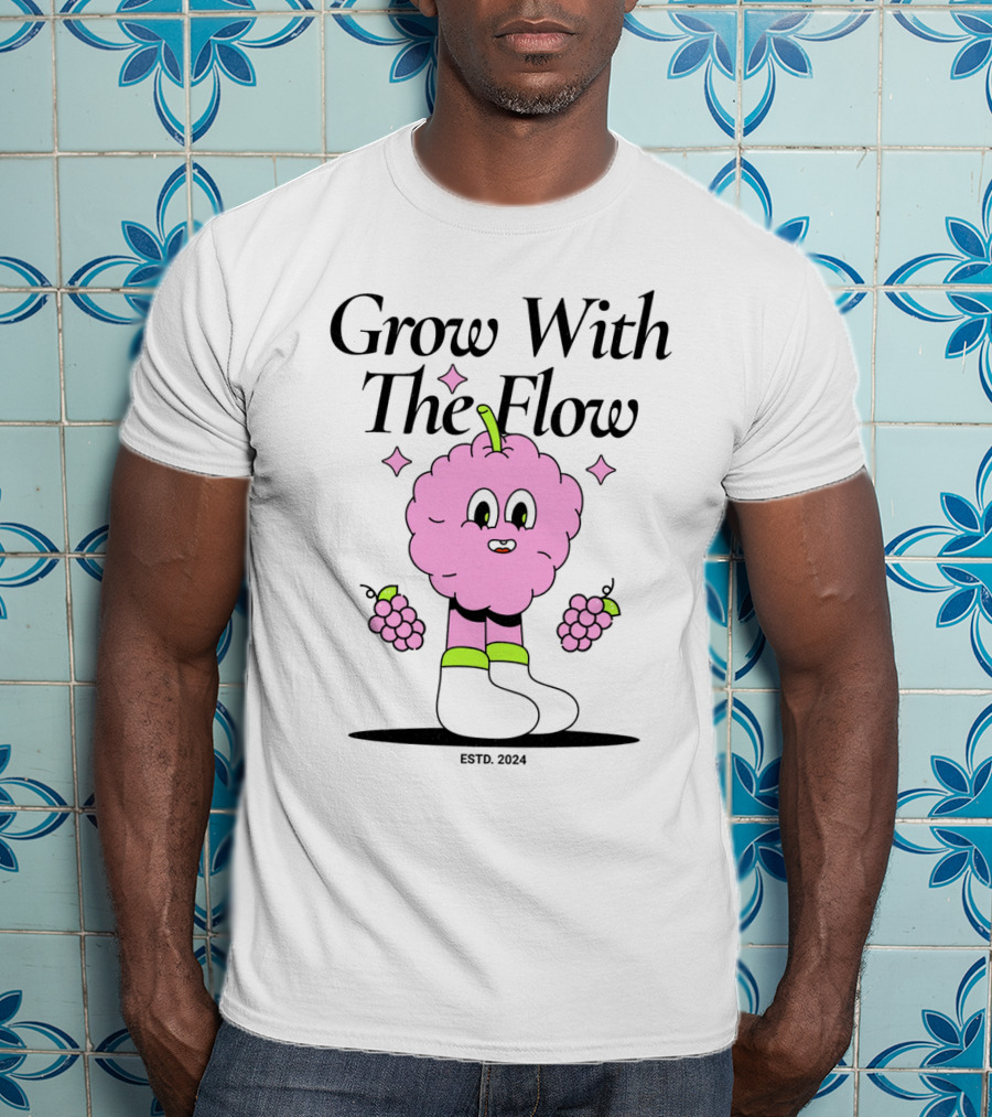 Grow With The Flow Pink Character Grapes ESTD. T-Shirt
