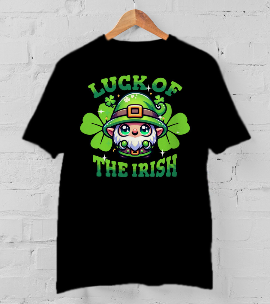Luck Of The Irish Cute Leprechaun With Shamrocks T-Shirt