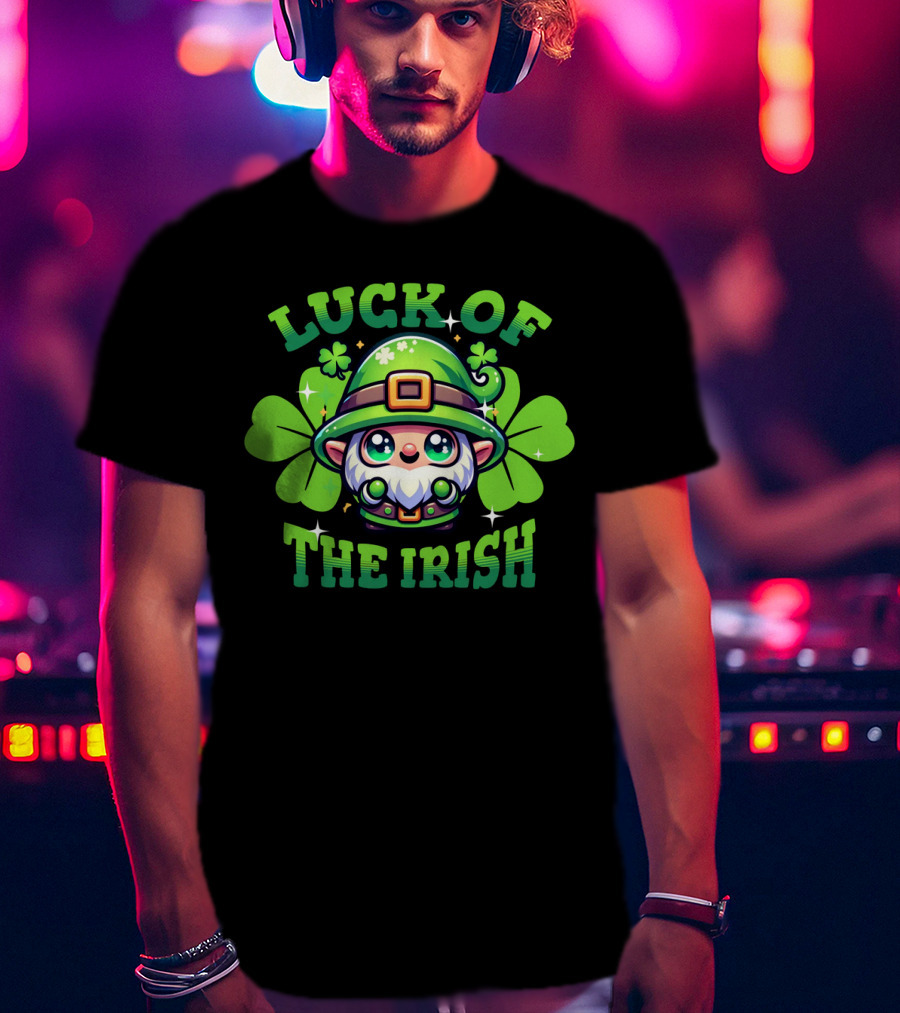 Luck Of The Irish Cute Leprechaun With Shamrocks T-Shirt