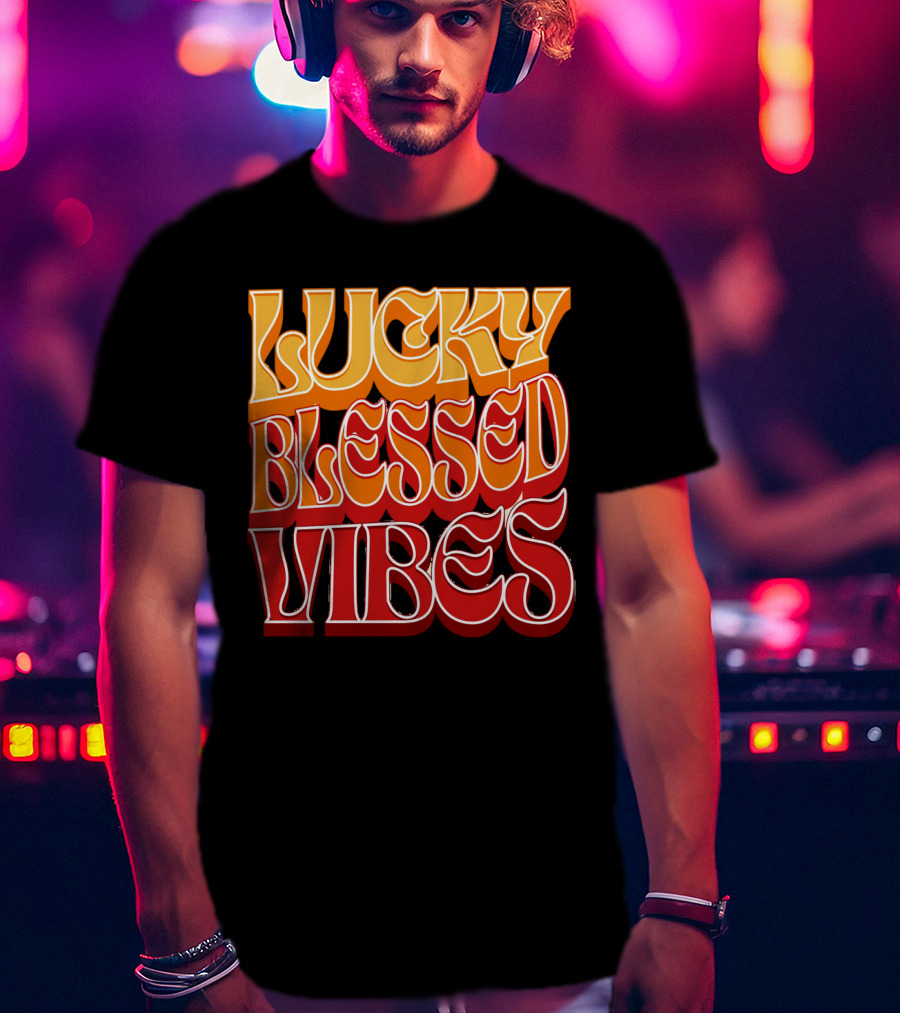 Lucky Blessed Vibes Retro T-Shirt