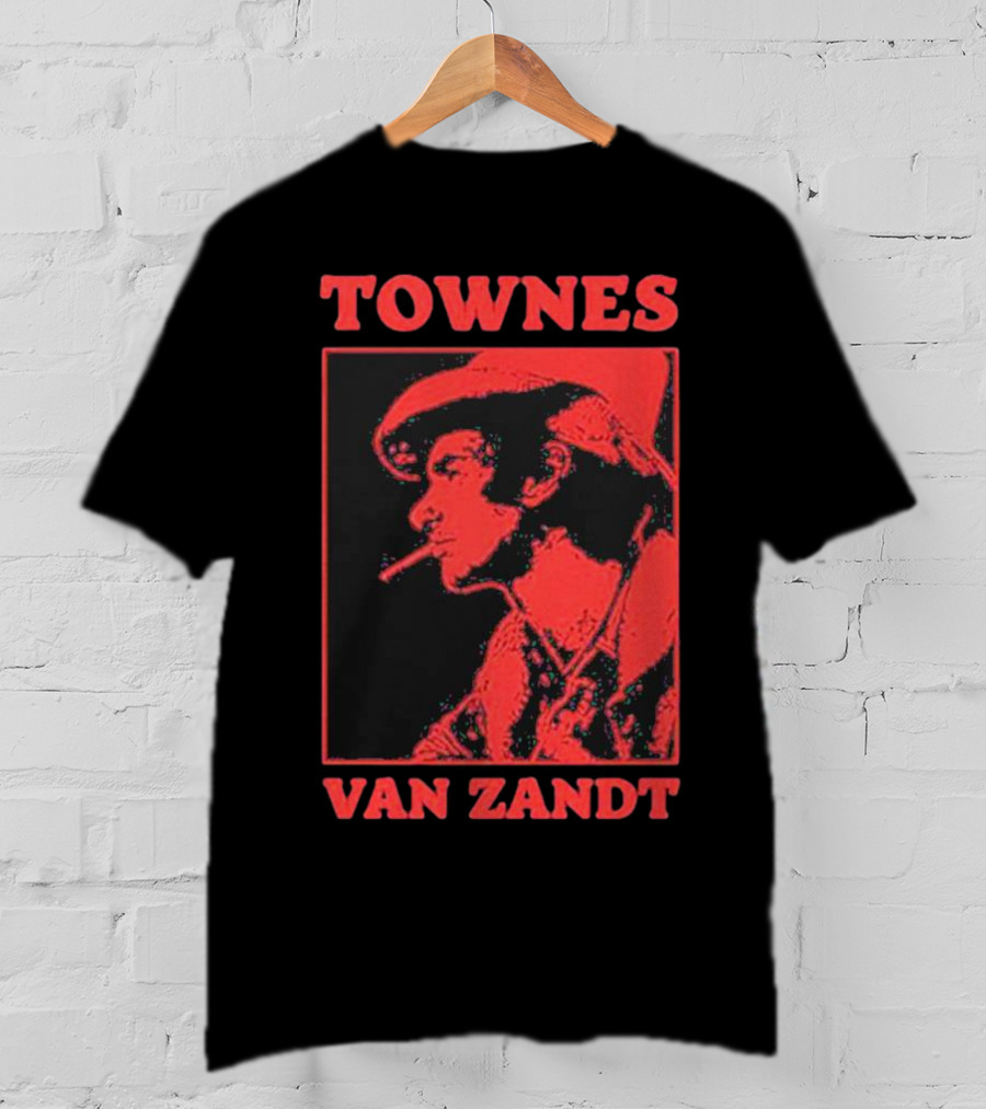 TOWNES VAN ZANDT VINTAGE RED SILHOUETTE IMAGE T-Shirt
