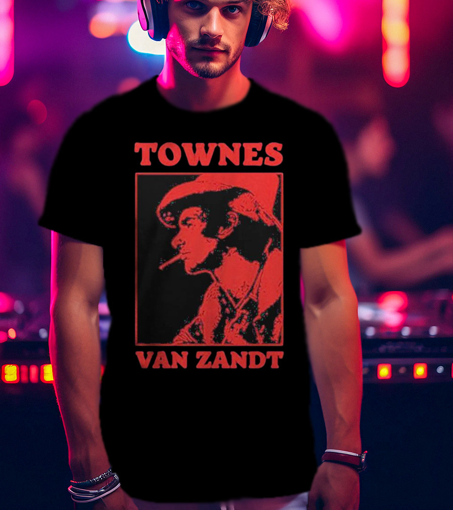 TOWNES VAN ZANDT VINTAGE RED SILHOUETTE IMAGE T-Shirt