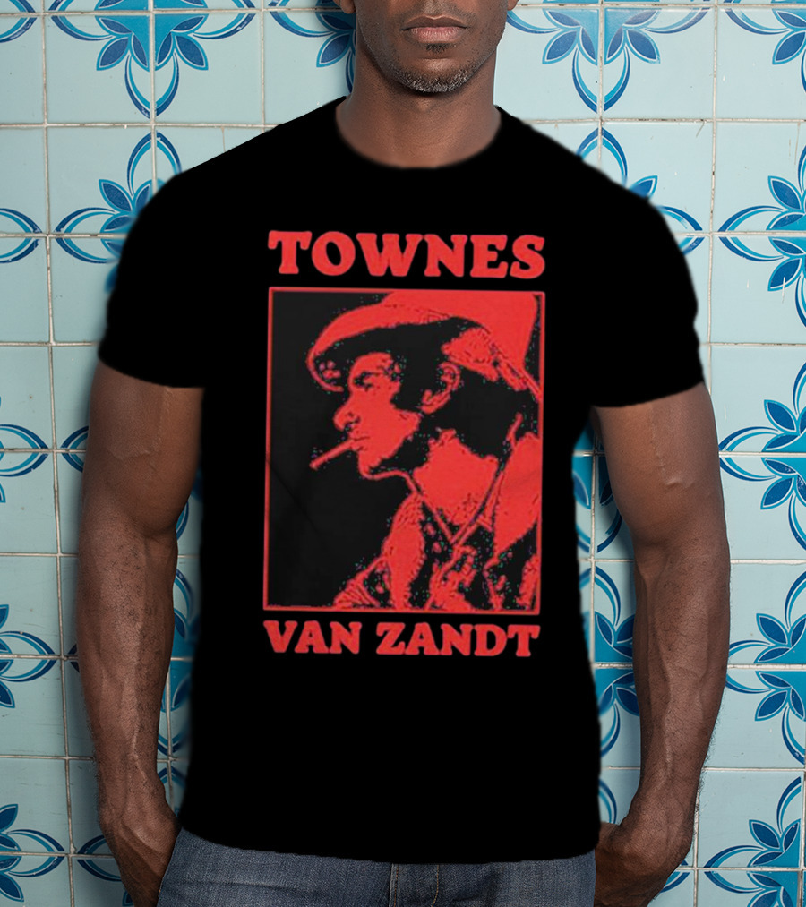 TOWNES VAN ZANDT VINTAGE RED SILHOUETTE IMAGE T-Shirt