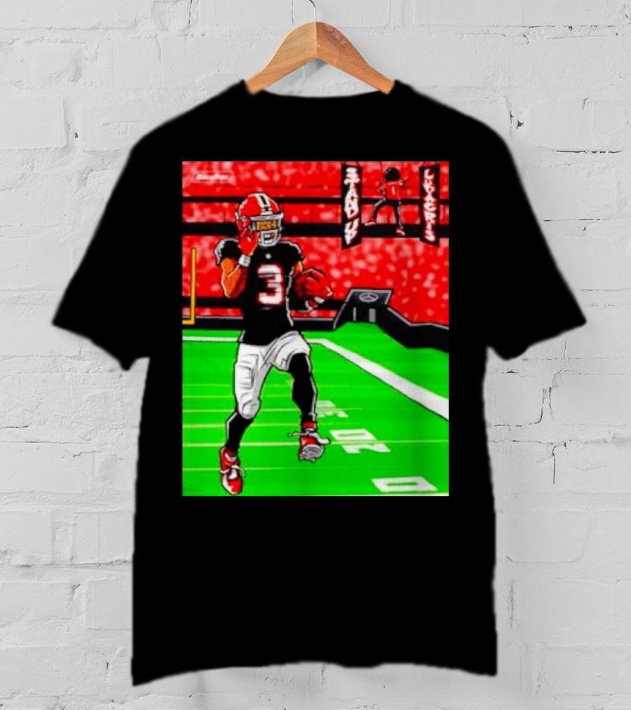Stand Up Ludacris Football Player Number 3 On Green Field T-Shirt